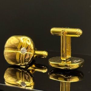 Sterling Silver Cufflinks With CZ Diamonds Gold Cuff Links Men’s Suit Accessory